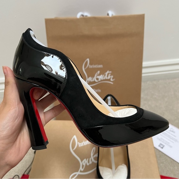 Christian Louboutin Black Maud 100 Patent & Suede Pumps Size 35 Brand New in Box - Picture 11 of 13